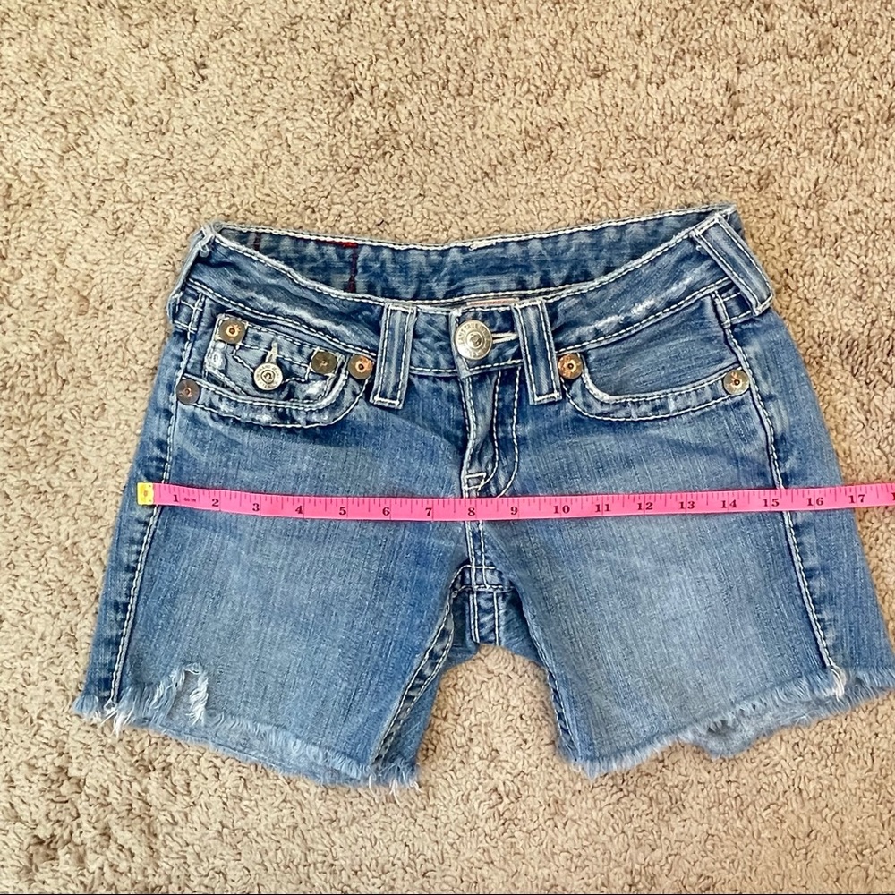 True Religion Y2K Joey Low Rise Cut Off Flap Pocket Denim Shorts Size 24 - Picture 9 of 16